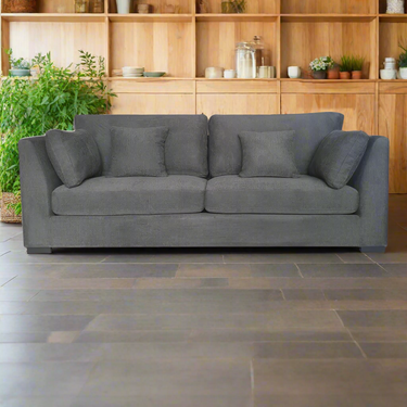 York 3-Seater Upholstered Sofa - Charcoal at online8 furniture store Auckland