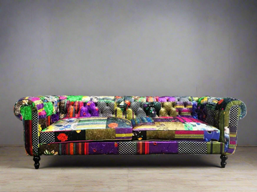 Yorkshire Chesterfield Patchwork 3 Seater Sofa at online8 furniture store Auckland