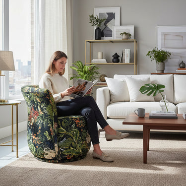 Yorkshire Patchwork Tub Swivel Chair at online8 furniture store Auckland