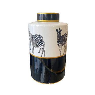Zebra Decorative Vases with Lid Set/2 at online8 furniture store Auckland