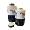 Zebra Decorative Vases with Lid Set/2 at online8 furniture store Auckland