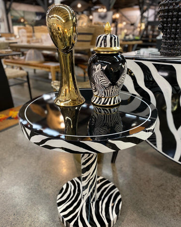 Zebra Temple Jar 38cm at online8 furniture store Auckland