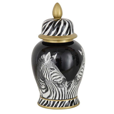 Zebra Temple Jar 38cm at online8 furniture store Auckland