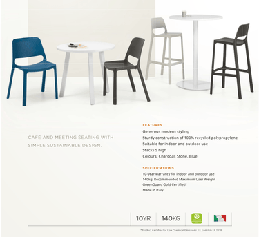 Zero Italian Barstool - Black at online8 furniture store Auckland
