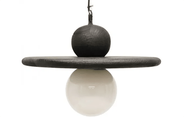 Zina Wooden Pendant Light - Black Sandblast at online8 furniture store Auckland