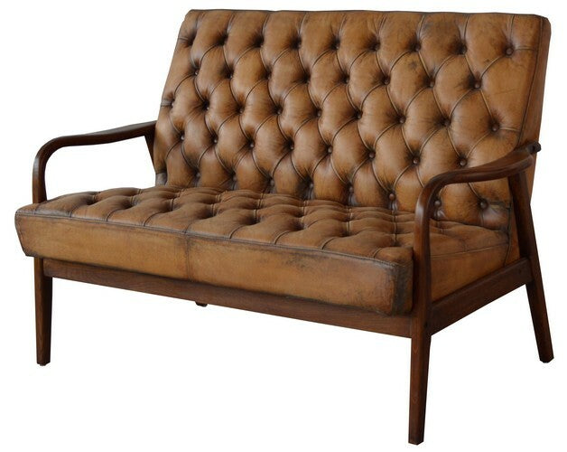 Montpellier Settee - Antique Light Brown Leather