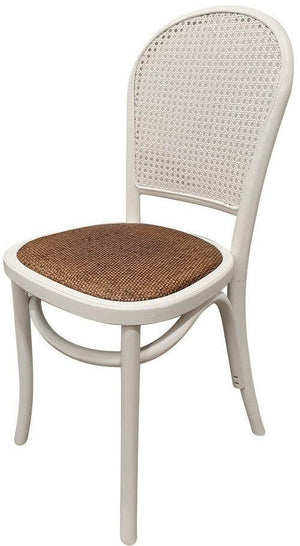 Rattan Backed Dining Chair- Antique White