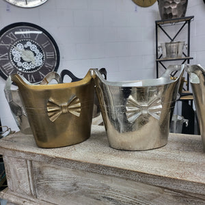 Champagne Bucket Silver Bow Oval