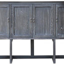 4 Door Hall Table with Metal Base Oak/Iron at online8 furniture store Auckland