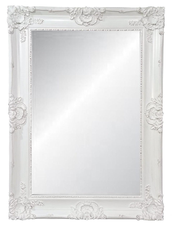 White Ornate Bevelled Floor Mirror Large