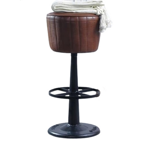 Industrial Leather Barstool