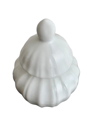 Ribbed White Vase with Lid