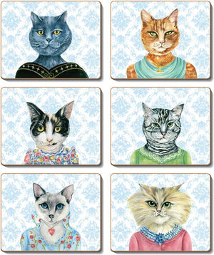 Coasters Lady Cat Luncheon Set/6