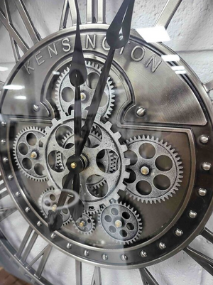 Antique Silver Wall Clock with Gears