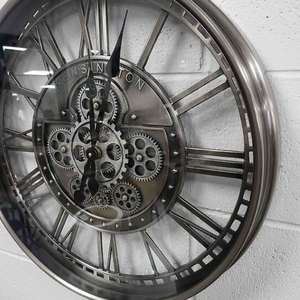 Antique Silver Wall Clock with Gears