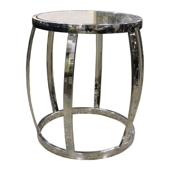 Drum Side Table Polished + Clear
