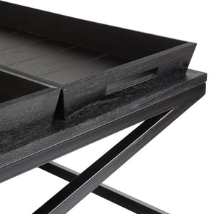 Chicago Coffee Table Black with Crossed Metal Frame