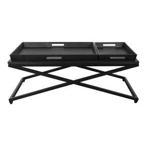 Chicago Coffee Table Black with Crossed Metal Frame