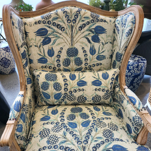 Louis Floral Blue & Naturals Occasional Chair
