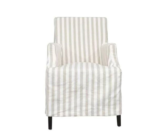 Linen Slip Cover Dining Chair with Arms