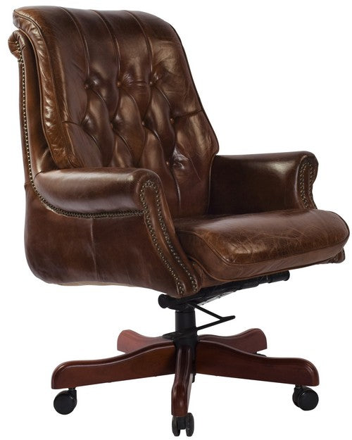 Bankers Adjustable Desk Chair - Vintage Cigar Brown