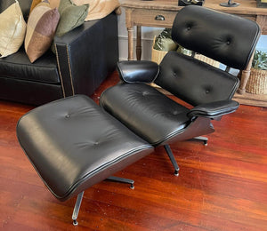 Eames Chair & Footstool - Belon Black