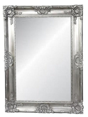 Ornate Bevelled Mirror – Antique Silver