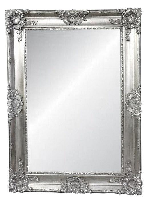 Ornate Bevelled Wall Mirror – Antique Silver