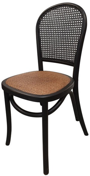 Rattan Backed Dining Chair-Black