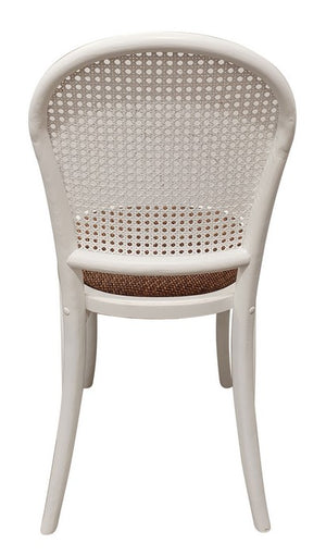 Rattan Backed Dining Chair- Antique White