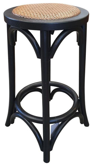 Rattan Seated Barstool - Antique Black