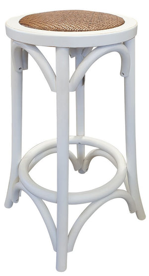 Rattan Seated Barstool - Antique White