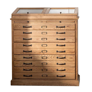Oak Chest of Drawers - 5 Drawers & 2 Flap Doors