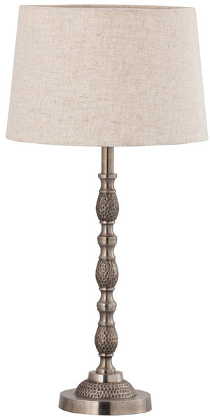 Table Lamp & Shade - Silver Antique / Natural Linen