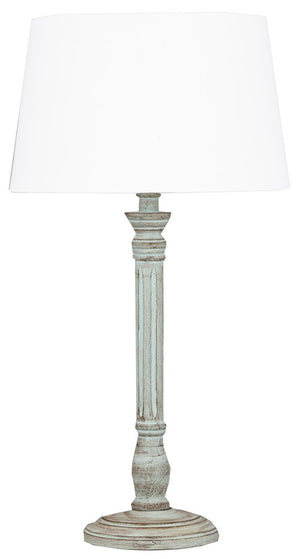 Table Lamp & Shade - Lt Green Wash / White Linen