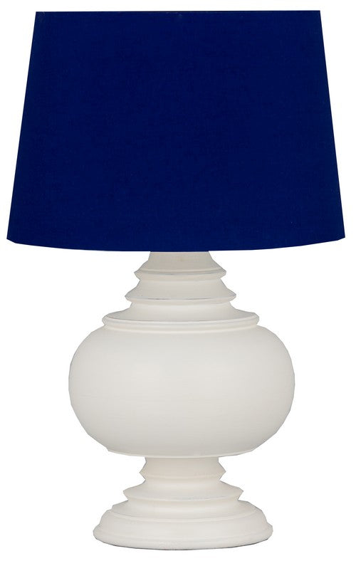 Table Lamp & Shade - White / Blue Cotton
