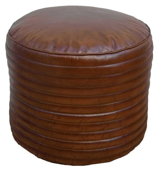 Circle Leather Ottoman | Pouf