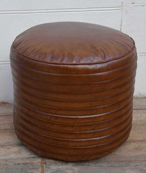 Circle Leather Pouf