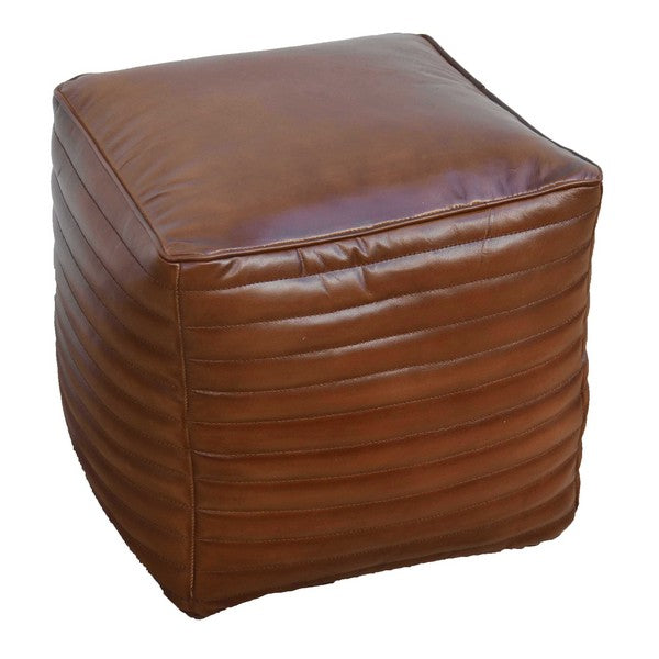 Square Buffalo Leather Pouf | Ottoman