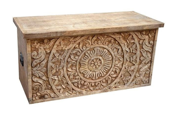 Carved Wooden Trunk