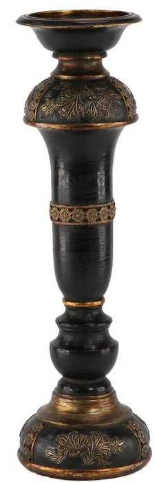 Antiqued Black/Gold Candle Holder