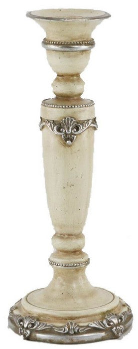 Antiqued Cream Candle Holder - Large