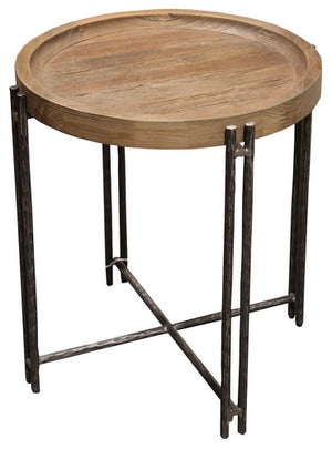 Roccoco Side Table - Elm / Iron