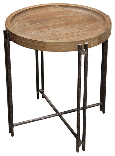 Roccoco Side Table - Elm / Iron