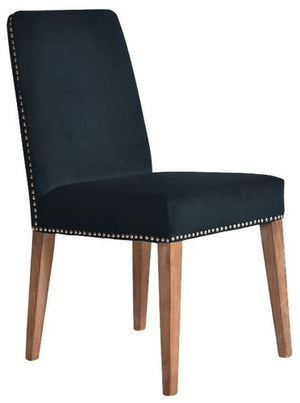 Pascal Dining Chair - Navy Blue Velvet With Antique Studs