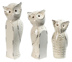 White Owls Trio Ornaments