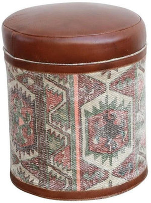 Aztec Ottoman with Leather Top