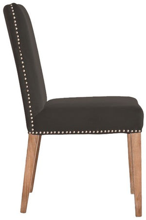Pascal Dining Chair - Dark Grey Velvet With Antique Studs