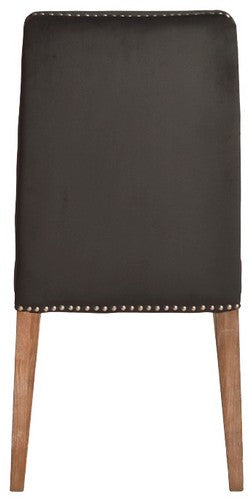 Pascal Dining Chair - Dark Grey Velvet With Antique Studs