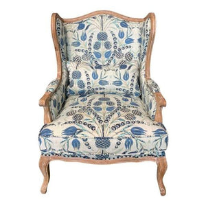 Louis Floral Blue & Naturals Occasional Chair